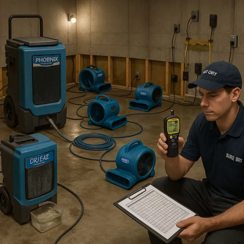 Structural Drying and Dehumidification process in Center Harbor, NH